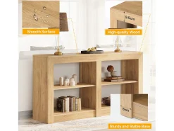 Mesa de Entrada de 150cm com Prateleira de 2 Níveis, Design de Silhueta Retangular, Mesa de Console de Sofá