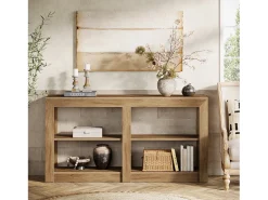Mesa de Entrada de 150cm com Prateleira de 2 Níveis, Design de Silhueta Retangular, Mesa de Console de Sofá