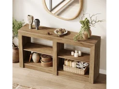 Mesa de Entrada de 150cm com Prateleira de 2 Níveis, Design de Silhueta Retangular, Mesa de Console de Sofá