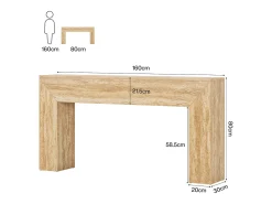 Mesa de Entrada de 160cm, Mesa Console Longa e Fina para Sofá com Finish Falso de Travertino e Pernas Resistentes