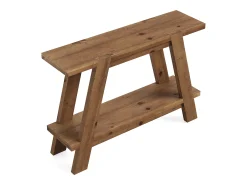 Mesa de entrada de madeira maciça de 110 cm, Mesa de console rústica de 2 níveis com armazenamento