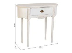 Mesa de entrada em madeira envelhecida laqueada branca com 1 gaveta.