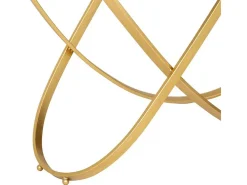 Mesa de entrada em metal dourado com tampo de vidro