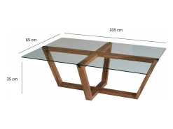Mesa de estar Daaboubo, Mesa de café, Porta-revistas para sofá, Prateleira para sala de estar, 105x65h35 cm, Nogueira