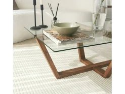 Mesa de estar Daaboubo, Mesa de café, Porta-revistas para sofá, Prateleira para sala de estar, 105x65h35 cm, Nogueira