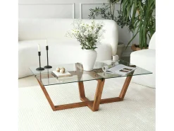 Mesa de estar Daaboubo, Mesa de café, Porta-revistas para sofá, Prateleira para sala de estar, 105x65h35 cm, Nogueira