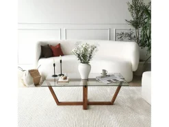 Mesa de estar Daaboubo, Mesa de café, Porta-revistas para sofá, Prateleira para sala de estar, 105x65h35 cm, Nogueira