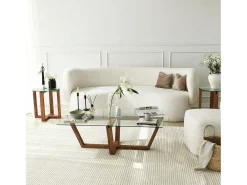 Mesa de estar Daaboubo, Mesa de café, Porta-revistas para sofá, Prateleira para sala de estar, 105x65h35 cm, Nogueira