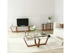 Mesa de estar Daaboubo, Mesa de café, Porta-revistas para sofá, Prateleira para sala de estar, 105x65h35 cm, Nogueira