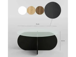 Mesa de estar Dalcibiad, Mesa baixa para café, Suporte para sofá, Prateleira para sala de estar, 75x75h35 cm, Preto