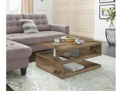 Mesa de estar Dcambias, Mesa de sala de estar, Armário de armazenamento baixo, Mesa de café, 90x55h41 cm, Bordo