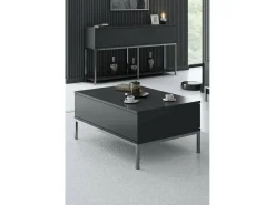 Mesa de estar Dfiamozz, Mesa de café, Porta-revistas para sofá, Prateleira para sala de estar, 90x60h40 cm, Antracite e Prata