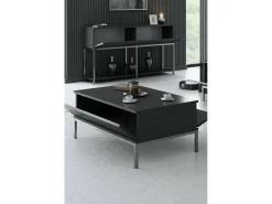 Mesa de estar Dfiamozz, Mesa de café, Porta-revistas para sofá, Prateleira para sala de estar, 90x60h40 cm, Antracite e Prata