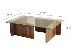 Mesa de estar Dfontola, Mesa baixa para café, Porta-revistas para sofá, Prateleira para sala de estar, 105x65h40 cm, Noz