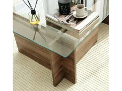 Mesa de estar Dfontola, Mesa baixa para café, Porta-revistas para sofá, Prateleira para sala de estar, 105x65h40 cm, Noz