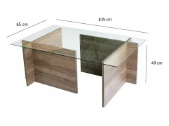 Mesa de estar Dfontola, Mesa baixa para café, Porta-revistas para sofá, Prateleira para sala de estar, 105x65h40 cm, Noz