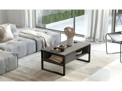 Mesa de estar Dfranzos, Mesa de café, Suporte de revistas para sofá, Prateleira para sala de estar, 100x60h44 cm, Prata