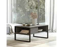 Mesa de estar Dfranzos, Mesa de café, Suporte de revistas para sofá, Prateleira para sala de estar, 100x60h44 cm, Prata