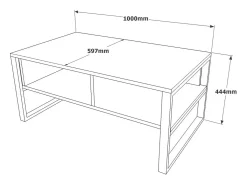 Mesa de estar Dfranzos, Mesa de café, Suporte de revistas para sofá, Prateleira para sala de estar, 100x60h44 cm, Prata