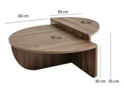 Mesa de estar Dgiarett, Mesa de café, Suporte de revistas para sofá, Prateleira para sala de estar, 90x90h35 cm, Nogueira escura