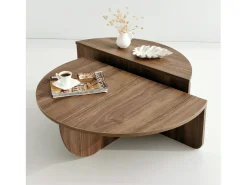 Mesa de estar Dgiarett, Mesa de café, Suporte de revistas para sofá, Prateleira para sala de estar, 90x90h35 cm, Nogueira escura