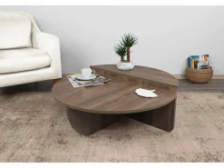 Mesa de estar Dgiarett, Mesa de café, Suporte de revistas para sofá, Prateleira para sala de estar, 90x90h35 cm, Nogueira escura