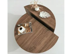 Mesa de estar Dgiarett, Mesa de café, Suporte de revistas para sofá, Prateleira para sala de estar, 90x90h35 cm, Nogueira escura
