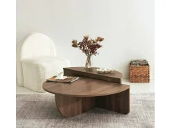 Mesa de estar Dgiarett, Mesa de café, Suporte de revistas para sofá, Prateleira para sala de estar, 90x90h35 cm, Nogueira escura
