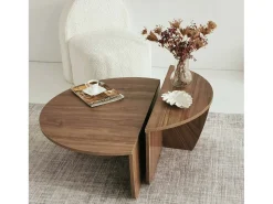 Mesa de estar Dgiarett, Mesa de café, Suporte de revistas para sofá, Prateleira para sala de estar, 90x90h35 cm, Nogueira escura