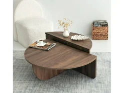 Mesa de estar Dgiarett, Mesa de café, Suporte de revistas para sofá, Prateleira para sala de estar, 90x90h35 cm, Nogueira escura