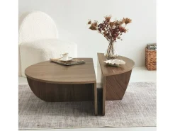 Mesa de estar Dgiarett, Mesa de café, Suporte de revistas para sofá, Prateleira para sala de estar, 90x90h35 cm, Nogueira escura