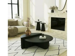 Mesa de estar Dgiarett, Mesa baixa de café, Suporte de revistas para sofá, Prateleira para sala de estar, 90x90h35 cm, Preto
