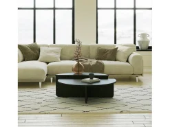 Mesa de estar Dgiarett, Mesa baixa de café, Suporte de revistas para sofá, Prateleira para sala de estar, 90x90h35 cm, Preto