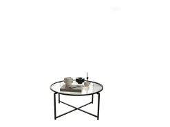 Mesa de estar Dhateboe, Mesa baixa de café, Suporte de revistas para sofá, Prateleira para sala de estar, 83x82h40 cm, Preto