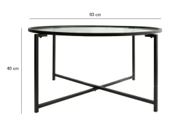 Mesa de estar Dhateboe, Mesa baixa de café, Suporte de revistas para sofá, Prateleira para sala de estar, 83x82h40 cm, Preto