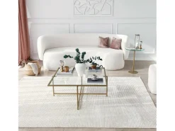 Mesa de estar Dhjulman, Mesa baixa para café, Suporte para sofá, Prateleira para sala de estar, 85x85h35 cm, Ouro