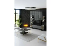 Mesa de estar Dichiar, Mesa de café, Porta-revistas para sofá, Prateleira para sala, 80x80h40 cm, Antracite e Preto