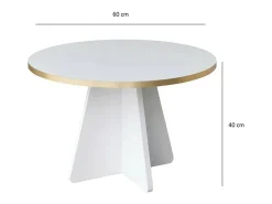 Mesa de estar Dkluiver, Mesa de café, Suporte de mesa de sofá, Prateleira de sala de estar, 60x60h40 cm, Dourado e Branco