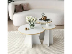 Mesa de estar Dkluiver, Mesa de café, Suporte de mesa de sofá, Prateleira de sala de estar, 60x60h40 cm, Dourado e Branco