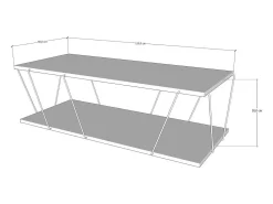 Mesa de estar Dmarches, Mesa baixa de café, Suporte de revistas para sofá, Prateleira de sala de estar, 120x50h30 cm, Carvalho e Preto