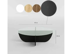 Mesa de estar Dpere, Mesa de café baixo, Porta-revistas para sofá, Prateleira de sala de estar, 90x90h30 cm, Preto