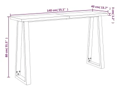 Mesa de jantar c/ bordas vivas 140x40x80 cm acácia maciça