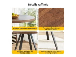Mesa de jantar redonda 80 × 80 × 75 cm, mesa de cozinha, mesa de centro para 4 pessoas, madeira