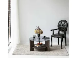 Mesa de sala de estar Dcaporal, Mesa baixa de café, Porta-revistas para sofá, Prateleira de sala de estar, 75x75h40 cm, Antracite e Castanho