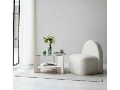 Mesa de sala de estar Dcaporal, Mesa de café, Porta-revistas para sofá, Prateleira para sala de estar, 75x75h40 cm, Branco