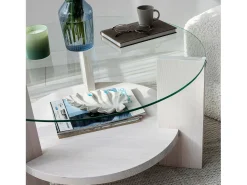 Mesa de sala de estar Dcaporal, Mesa de café, Porta-revistas para sofá, Prateleira para sala de estar, 75x75h40 cm, Branco