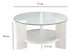 Mesa de sala de estar Dcaporal, Mesa de café, Porta-revistas para sofá, Prateleira para sala de estar, 75x75h40 cm, Branco