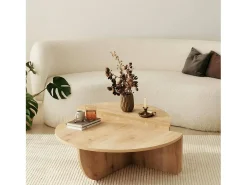 Mesa de sala de estar Dgiarett, Mesa de café, Suporte de revistas para sofá, Prateleira para sala de estar, 90x90h35 cm, Carvalho