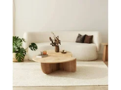Mesa de sala de estar Dgiarett, Mesa de café, Suporte de revistas para sofá, Prateleira para sala de estar, 90x90h35 cm, Carvalho