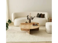 Mesa de sala de estar Dgiarett, Mesa de café, Suporte de revistas para sofá, Prateleira para sala de estar, 90x90h35 cm, Carvalho